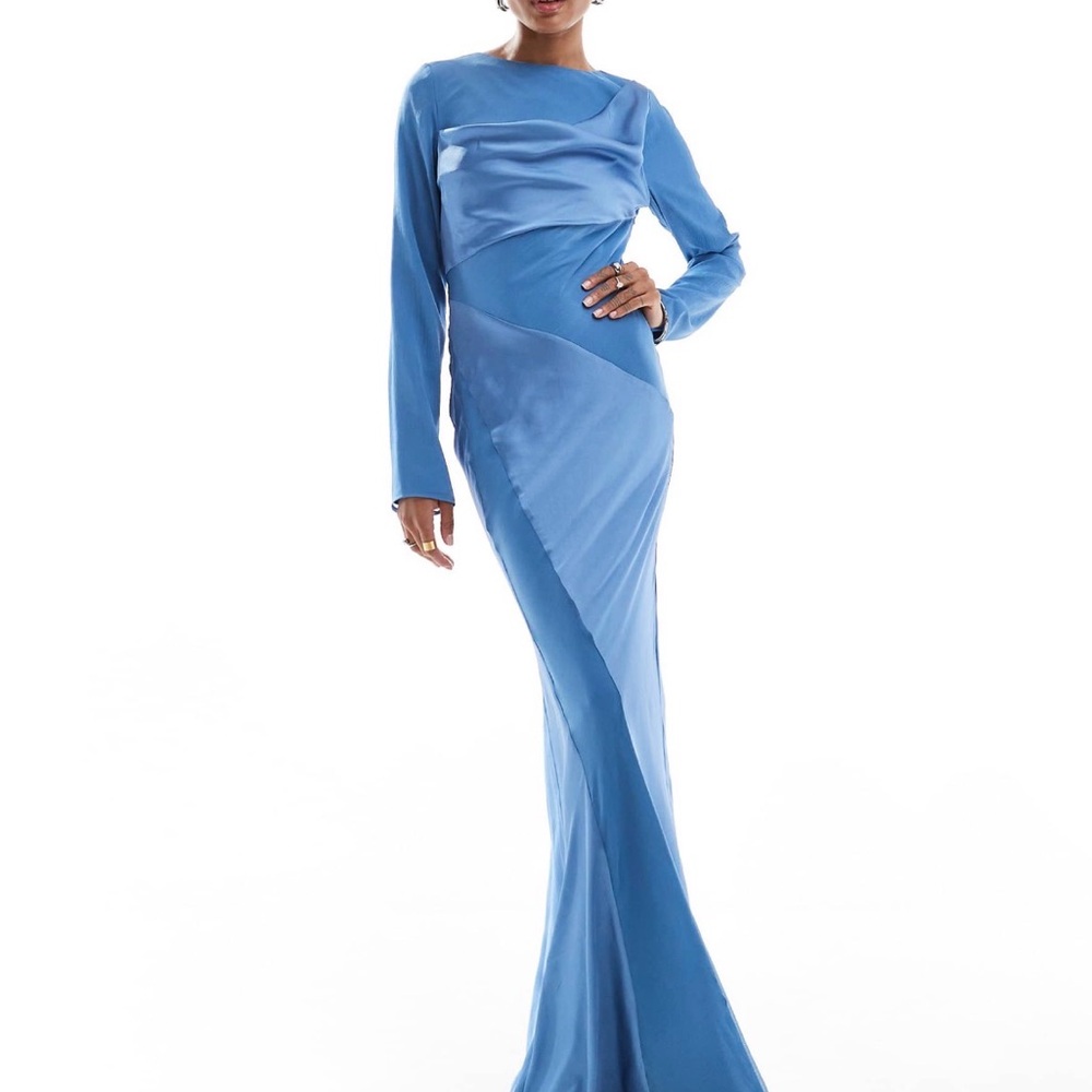 ASOS Long Sleeve Blue Maxi Dress